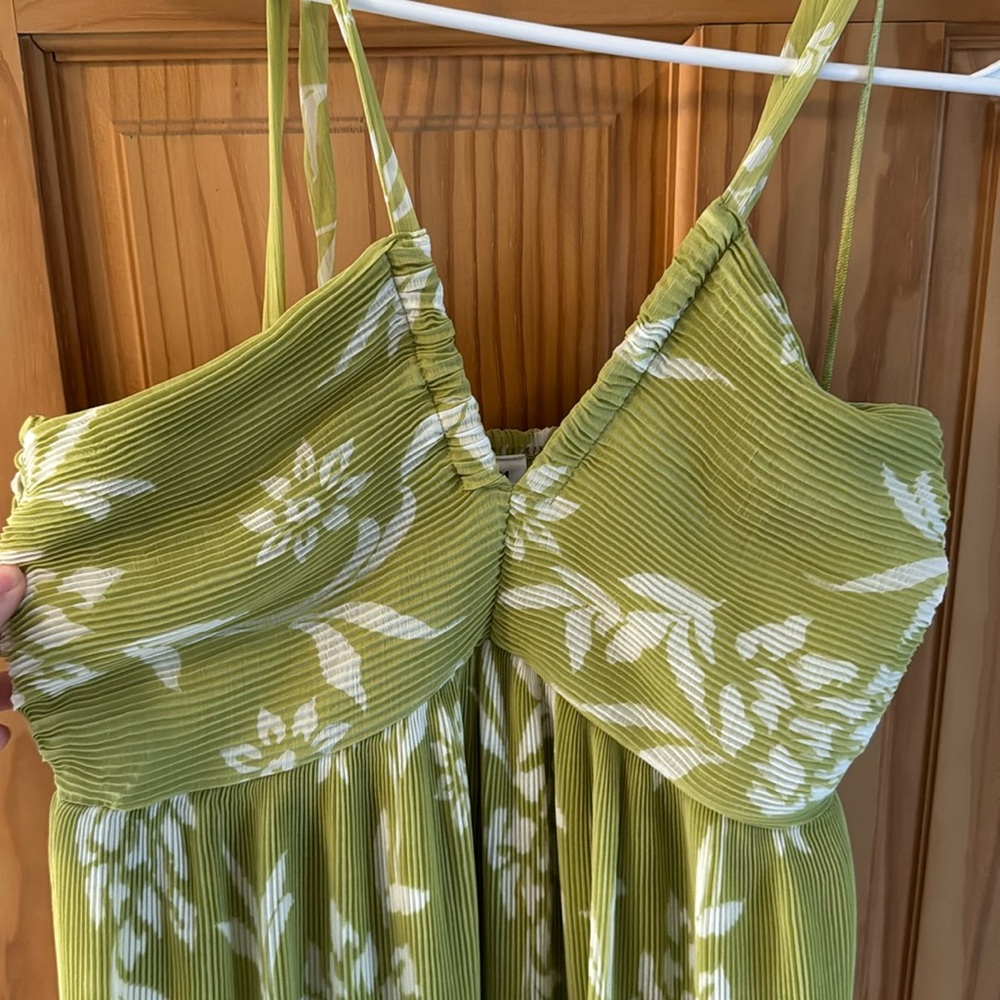 Green floral long dress